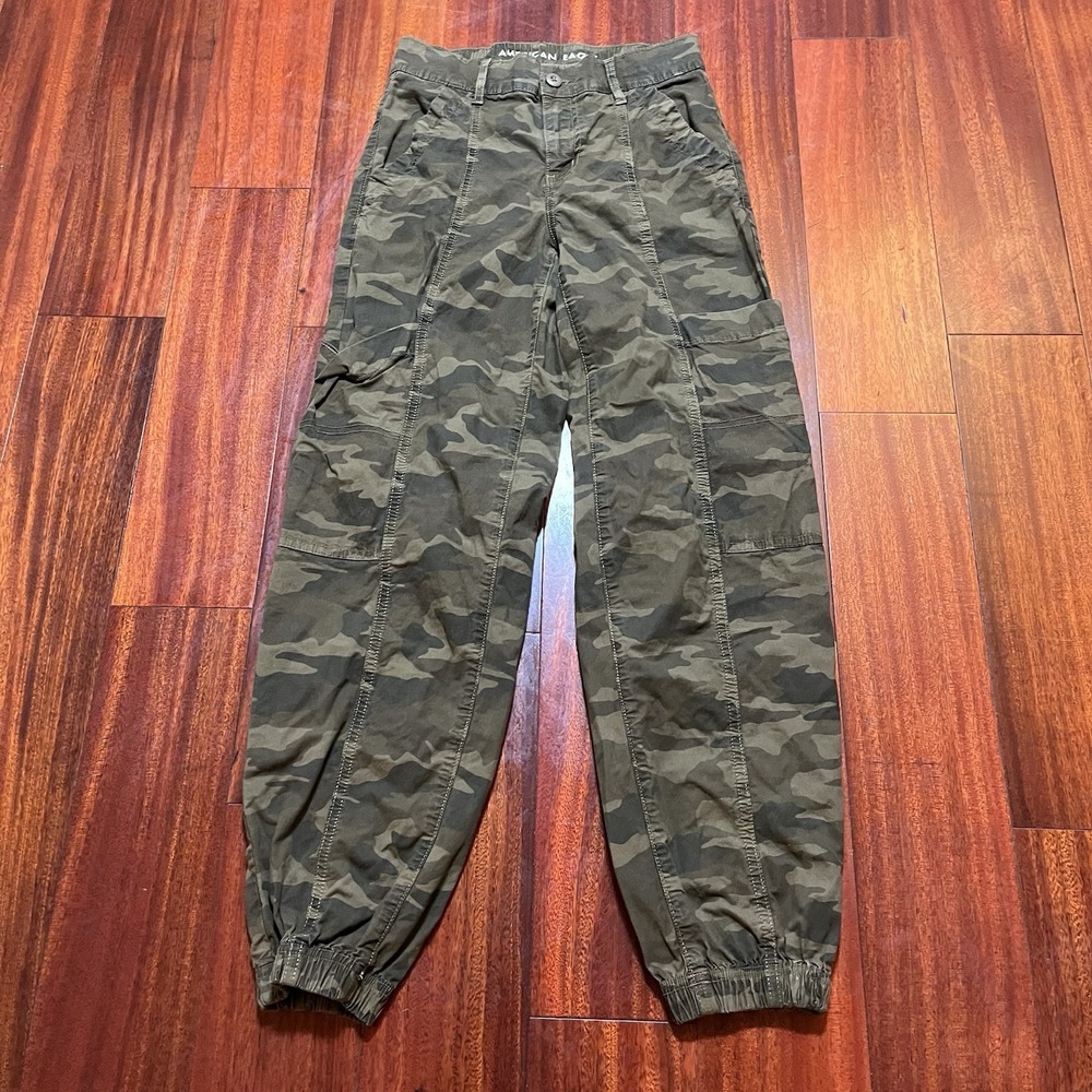 American Eagle Pants Womens 000 Regular Camo Baggy Jogger Stretch 26x28 Casual